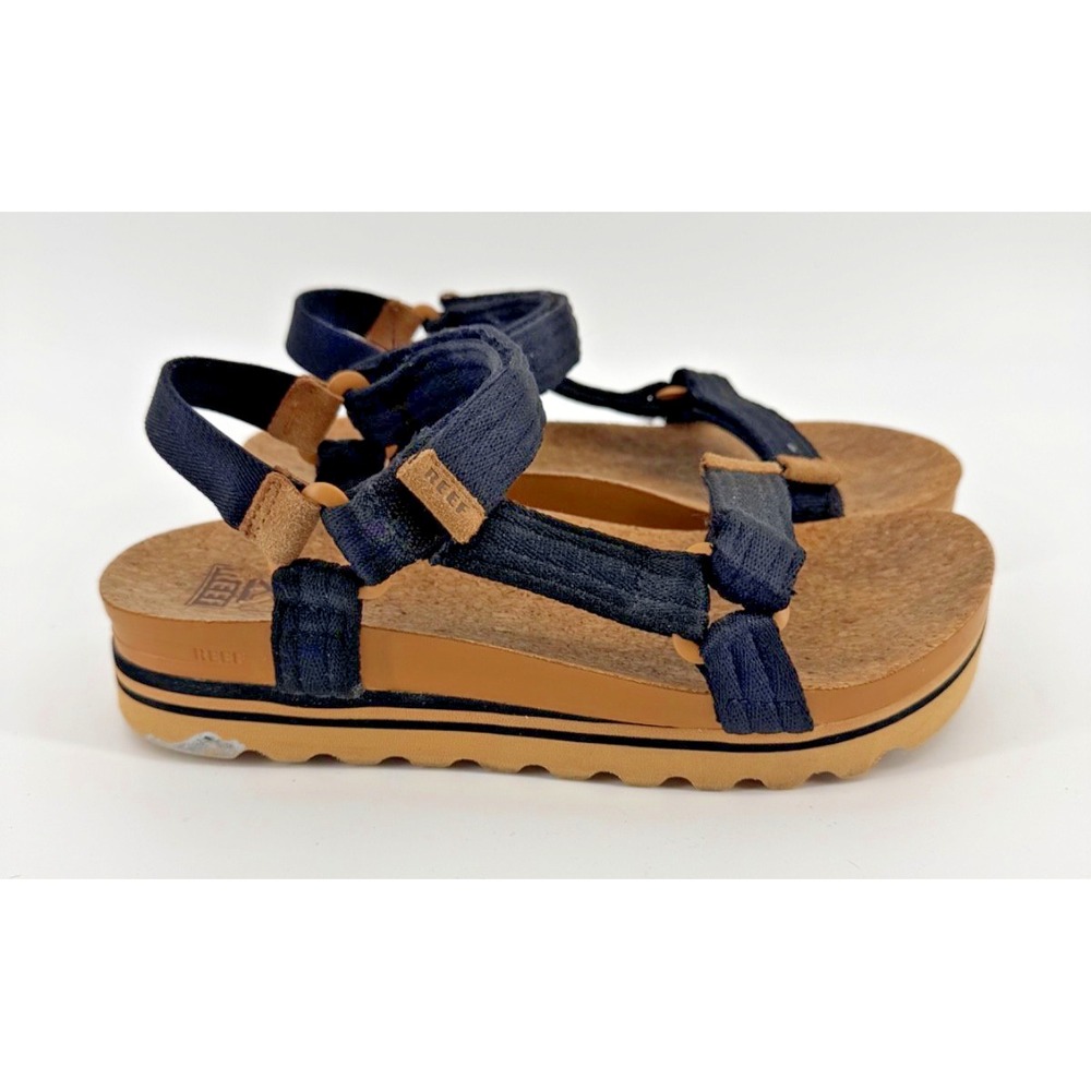 Reef Cushion Rem Hi Womens Platform Sandals Sz 9 EU 40 Black Adjustable Straps
